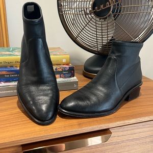 Authentic Alexander Wang leather booties with metal insert in heel